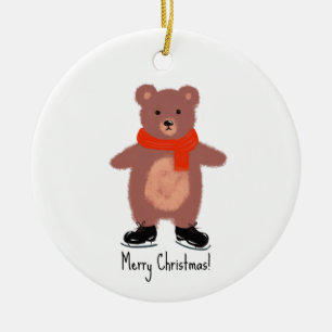 Grappig beer schaatsen keramisch ornament