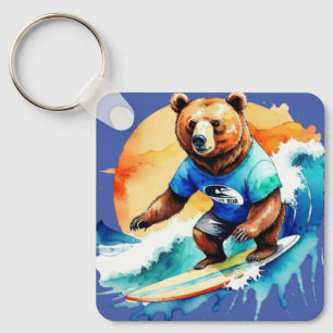 Grappig beer surfen T-Shirt Sleutelhanger