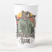 Grappig beer verkleed als houthakker latte mok (Voorkant)