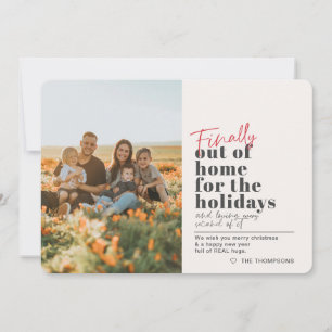 Grappig bericht Covid eindelijk uit huis Foto vaka Feestdagenkaart