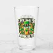 Grappig Bespaar Water Drink Bier St. Patrick's Day Glas (Achterkant)