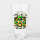 Grappig Bespaar Water Drink Bier St. Patrick's Day Glas (Voorkant)