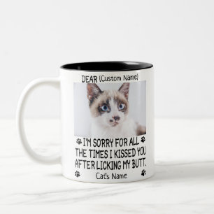 Grappig Beste kat, persoonlijke foto en naam van d Tweekleurige Koffiemok