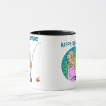 Grappig Beste Vissen Opa Cartoon Karakter Cadeau