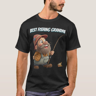 Grappig Beste Vissende Opa Cartoon Karakter Cadeau T-shirt