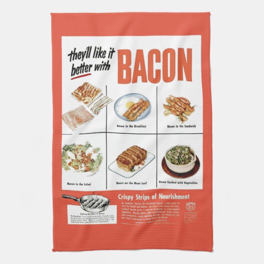 Grappig  "Beter met Bacon"-reclame Theedoek (Verticaal)