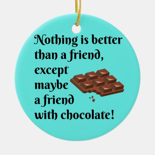 Grappig bevriende vrienden met zwarte chocolade te keramisch ornament (Voorkant)