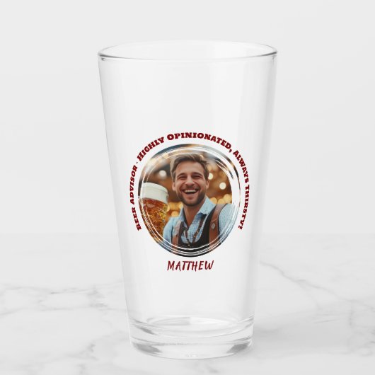 Grappig Bier Adviseur Custom Photo Glass Cup Glas (Voorkant)