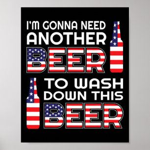 Grappig bier drinken Usa vlag 4 juli Poster