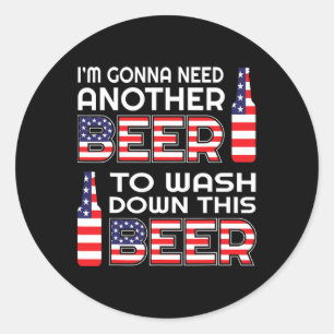 Grappig bier drinken Usa vlag 4 juli Ronde Sticker