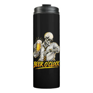 Grappig Bier O Clock Skelet Drinkt Bier Liefhebber Thermosbeker