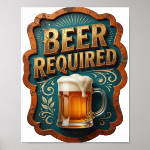 Grappig BIER VERPLICHT Poster