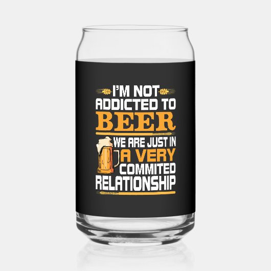 Grappig bier verslaafd woord kunst blikvorm glas (Voorkant)