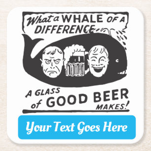 Grappig  biertje met elke tekst vierkante kartonnen onderzetter