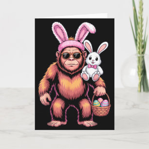 Grappig bigfoot konijn kostuum voor paas liefhebbe kaart