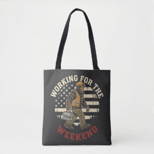 Grappig Bigfoot Labor Day-shirt met Amerikaanse vl Draagtas