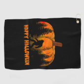 Grappig  Bigfoot pompoen Halloween Trick Golfhanddoek (Horizontaal)