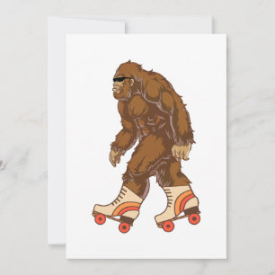 Grappig Bigfoot Rolschaatsen Feestdagenkaart