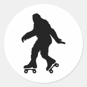 Grappig Bigfoot Rolschaatsen Ronde Sticker