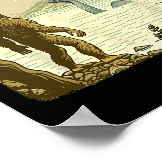 Grappig Bigfoot Sasquatch Loch Ness Monster Introv Poster (Hoek)