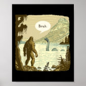 Grappig Bigfoot Sasquatch Loch Ness Monster Introv Poster (Voorkant)