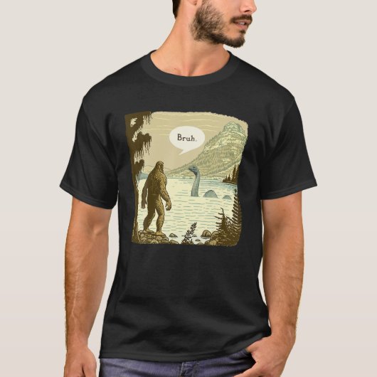 Grappig Bigfoot Sasquatch Loch Ness Monster Introv T-shirt (Voorkant)