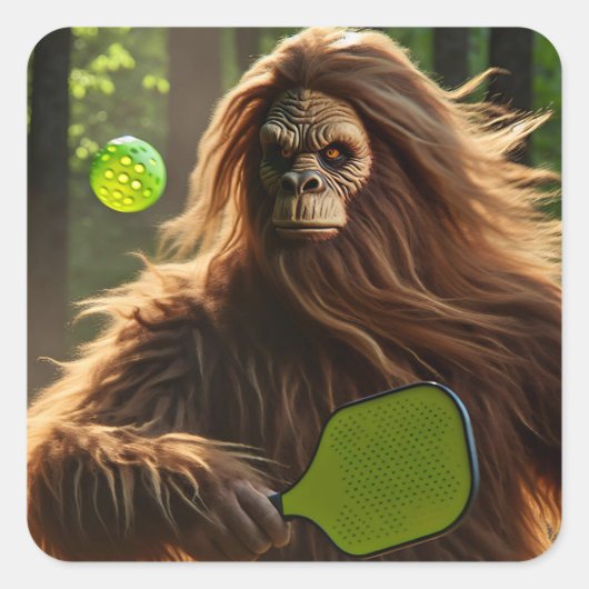 Grappig Bigfoot spelen Pickleball Vierkante Sticker (Voorkant)