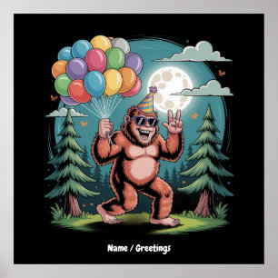 Grappig Bigfoot Verjaardagsfeest Bash Ballonnen Poster