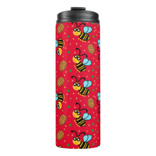 Grappig bijenpatroon thermosbeker