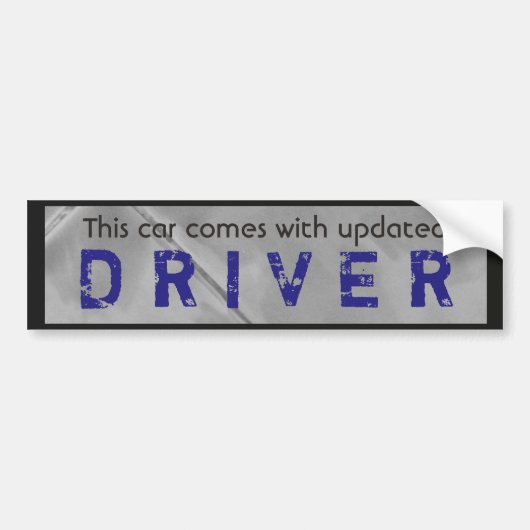 Grappig bijgewerkt stuurprogramma blauw zwart bumpersticker (Voorkant)