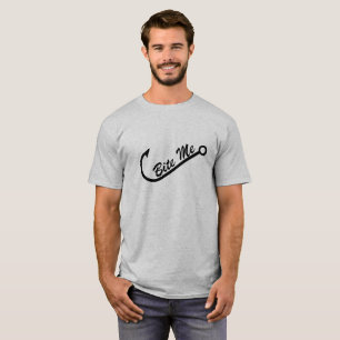 Grappig "Bite me" met een vishaak T-shirt
