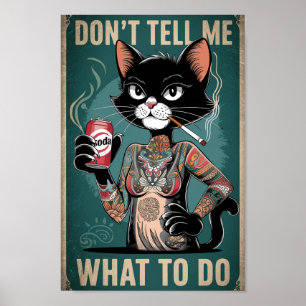 Grappig Black Cat Tattoo Poster - Vertel me niet w