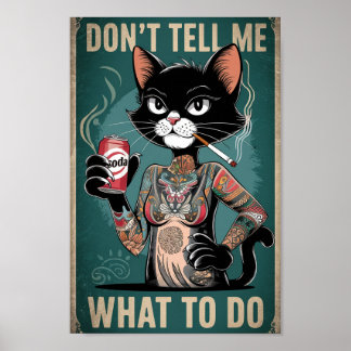 Grappig Black Cat Tattoo Poster - Vertel me niet w