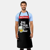 Grappig Black Chef Schort voor mannen, Kus de kok (Gedragen)