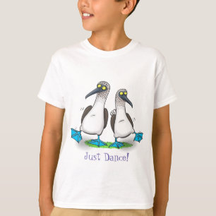 Grappig blauw-gevoetdansende cartoon t-shirt