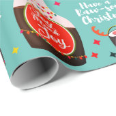 Grappig Blauw Kawaii Sushi Lover Vrolijk Kerstfees Cadeaupapier (Rol Hoek)