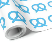 Grappig blauw Pretzel patroon Duits Oktoberfest Cadeaupapier (Rol Hoek)