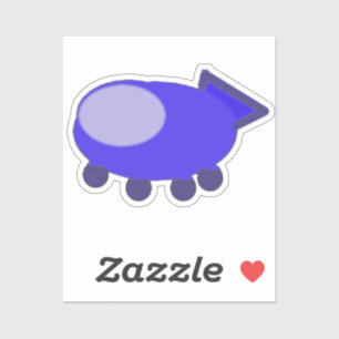 Grappig blauw ruimteschip Sticker