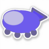 Grappig blauw ruimteschip Sticker (Voorkant)