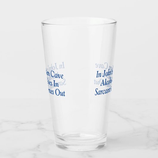 Grappig blauw Tekst Man Grot Sarcasme Ontwerp Glas (Links)