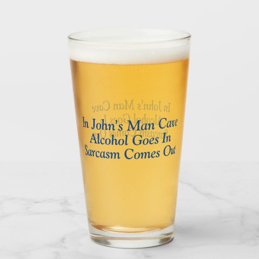 Grappig blauw Tekst Man Grot Sarcasme Ontwerp Glas (Voorkant gevuld)