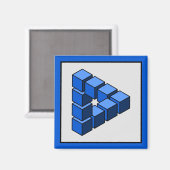 Grappig blauw zwart grijs onmogelijke driehoek blo magneet (Voorkant / Achterkant)