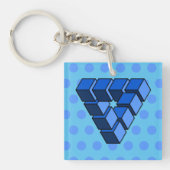 Grappig Blauw Zwart Speelgoed Blokken Driehoek Vec Sleutelhanger (voorkant)