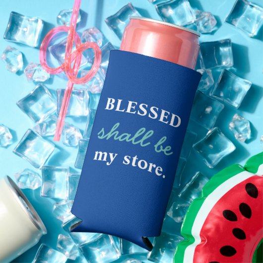 Grappig "Blessed Shall Be My Store" Blauw & Wit (Insitu Zomer)