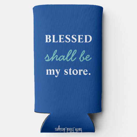 Grappig "Blessed Shall Be My Store" Blauw & Wit (Achterkant)