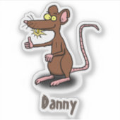 Grappig blij bruin rattenschilderij cartoon sticker (Voorkant)