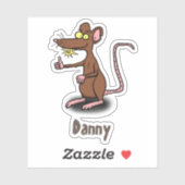Grappig blij bruin rattenschilderij cartoon sticker (Vel)