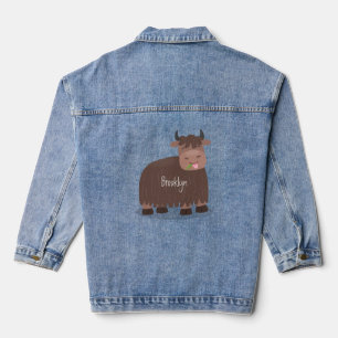 Grappig blij dat ik gras cartoon zie eten denim jacket