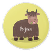 Grappig blij dat ik gras cartoon zie eten keramische knop (Voorkant)