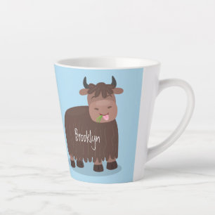 Grappig blij dat ik gras cartoon zie eten latte mok